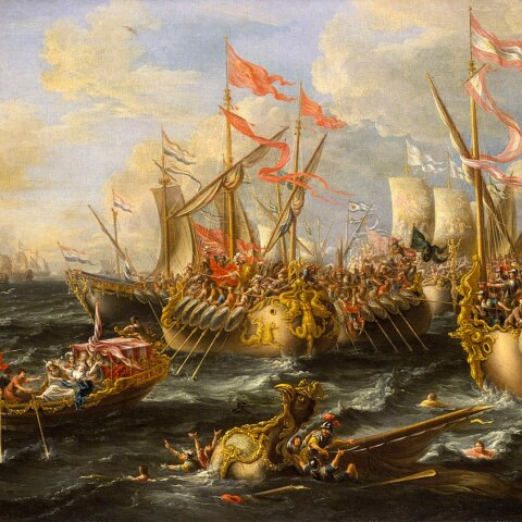 Ελαιογραφία της ναυμαχίας στο Άκτιο
