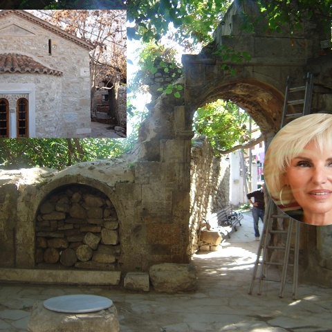 Η αυλή του αρχοντικού του Λογοθέτη, το εκκλησάκι του Αγίου Ελισσαίου και το πρόσωπο της Πόπης Διαμαντάκου