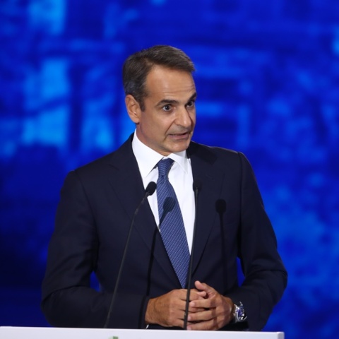 Ο Κυριάκος Μητσοτάκης στο βήμα της ΔΕΘ