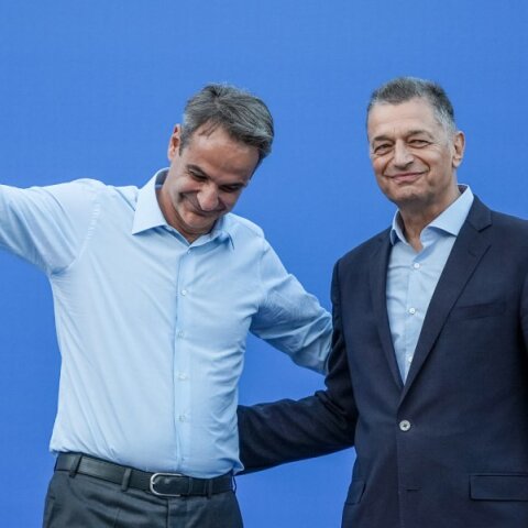 O Kυριάκος Μητσοτάκης με τον Αλκιβιάδη Στεφανή 