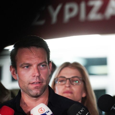 Ο πρόεδρος του ΣΥΡΙΖΑ, Στέφανος Κασσελάκης σε δηλώσεις του στις τηλεοπτικές κάμερες