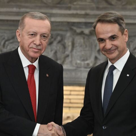 Ο Ρετζέπ Ταγίπ Ερντογάν και ο Κυριάκος Μητσοτάκης μετά τις κοινές τους δηλώσεις