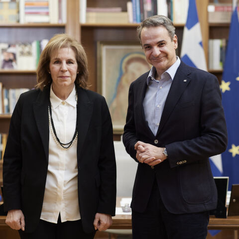 H Εύη Χριστοφιλοπούλου με τον Κυριάκο Μητσοτάκη