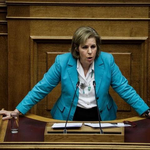 Η Εύη Χριτοφιλοπούλου σε παλαιότερο στιγμιότυπο από το βήμα της Βουλής