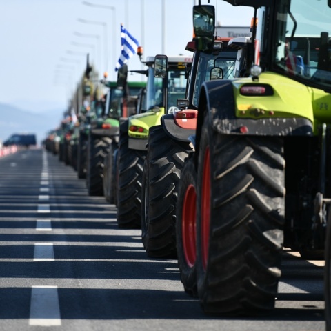 Παραταγμένα τρακτέρ από τις πρόσφατες κινητοποιήσεις των αγροτών στη Λαμία