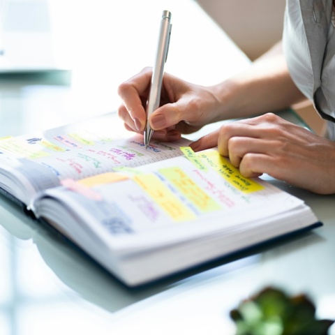 Γυναίκα γράφει στο ημερολόγιο της