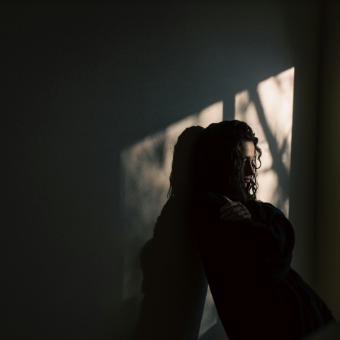 Άτομο στεναχωρημένο, καθισμένο στο πάτωμα σπιτιού 