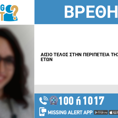 Δελτίο από το Χαμόγελο του Παιδιού με κρυμμένα τα χαρακτηριστικά του ατόμου που εντοπίστηκε