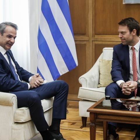 Κυριάκος Μητσοτάκης και Στέφανος Κασσελάκης στο Μέγαρο Μαξίμου