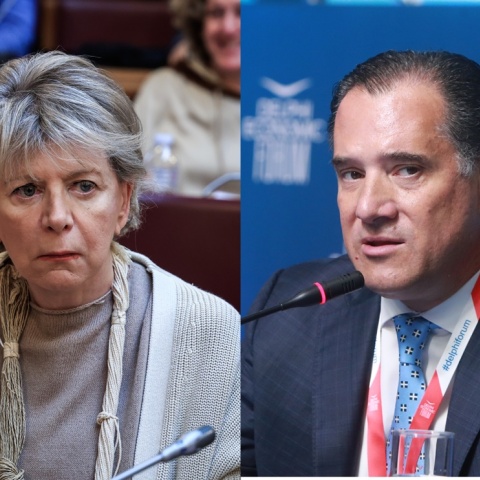 Έλενα Ακρίτα και Άδωνις Γεωργιάδης σε κολάζ φωτογραφιών