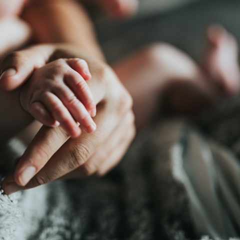 Χεράκι μωρού στο χέρι άλλου ατόμου