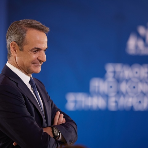 Ο πρωθυπουργός Κυριάκος Μητσοτάκης κατά τη διάρκεια της διακαναλικής