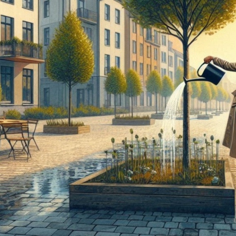 Ποτίζοντας τα δέντρα της γειτονιάς μου