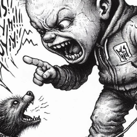 Παιδιά που χτυπούν σκυλιά