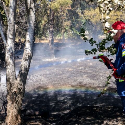 Πυροσβέστης επιχειρεί σε πυρκαγιά
