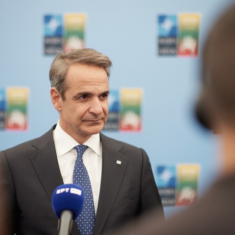 Ο Κυριάκος Μητσοτάκης κατά τη διάρκεια δηλώσεών του