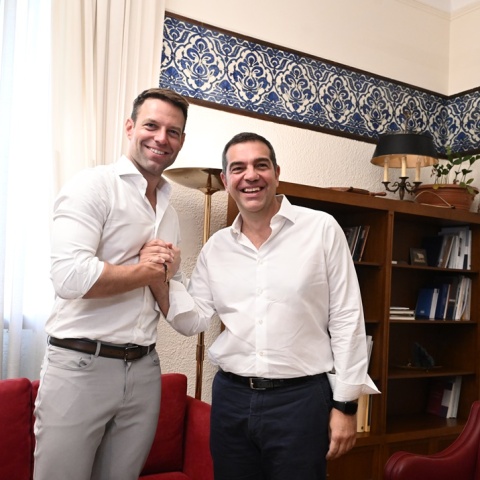 Ο Στέφανος Κασσελάκης και ο Αλέξης Τσίπρας σε παλαιότερη συνάντησή τους