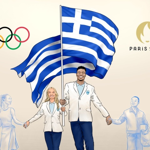 Γιάννης Αντετοκούνμπο - Αντιγόνη Ντρισμπιώτη στη γελοιογραφία του Χρήστου Παπανίκου