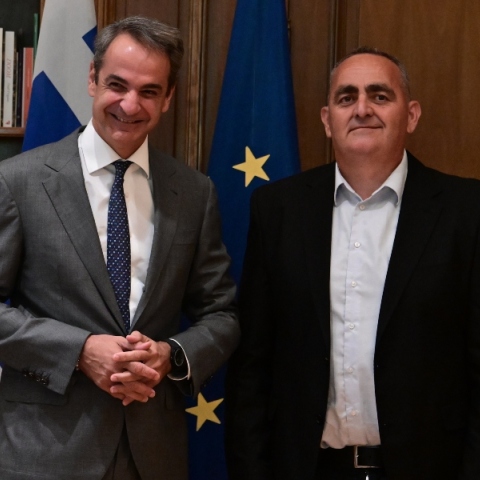 Στιγμιότυπο από τη συνάντηση Μητσοτάκη - Μπελέρη