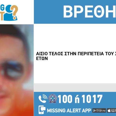 Αίσιο τέλος στην εξαφάνιση 32χρονου από το Ηράκλειο Κρήτης