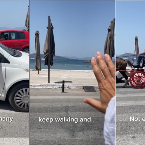 Τουρίστρια προσπαθεί να περάσει διάβαση