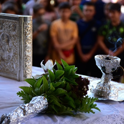 Στιγμιότυπο από την τελετή του αγιασμού σε σχολείο