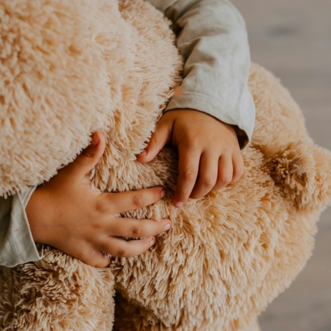 Παιδάκι κρατά στην αγκαλιά του αρκουδάκι