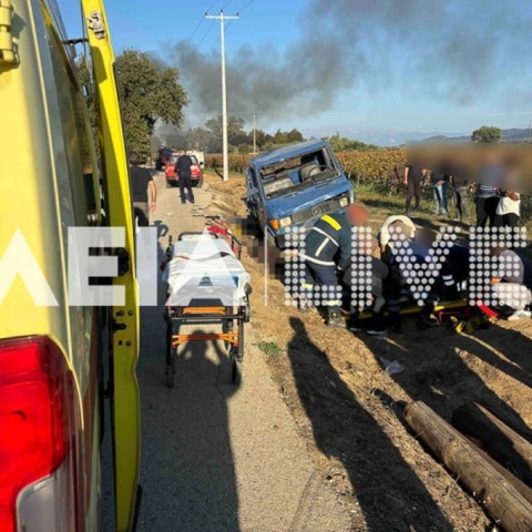 Εικόνα από το σημείο του τροχαίου δυστυχήματος στη Δυτική Αχαΐα