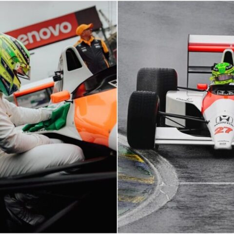 Ο Χάμιλτον βγήκε με τη θρυλική McLaren MP4/5B του Άιρτον Σένα
