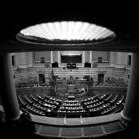 Ασπρόμαυρη φωτογραφία από τα θεωρία της Βουλής