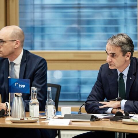 Ο Κυριάκος Μητσοτάκης στη σύνοδο των ηγετών του ΕΛΚ