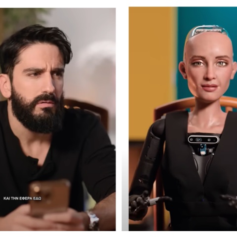 Διονύσης Ατζαράκης και Σοφία το Ρομπότ