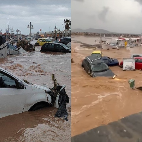 Η κακοκαιρία χτύπησε Κυκλάδες και Β. Αιγαίο: Πλημμύρες, χαλάζι και ισχυροί άνεμοι 
