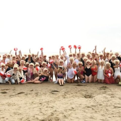 Φιλανθρωπική εκδήλωση με σωσίες της Μέριλιν - Σχεδόν 200 γυναίκες ντυμένες Μέριλιν Μονρόε κολύμπησαν για τη στήριξη νοσοκομείου για τον καρκίνο στο Δουβλίνο.