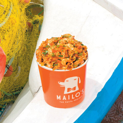 Mailo’s The Pasta Project: Η ξακουστή τηνιακή γαριδομακαρονάδα του Ντίνου σε ένα Mailo’s Cup