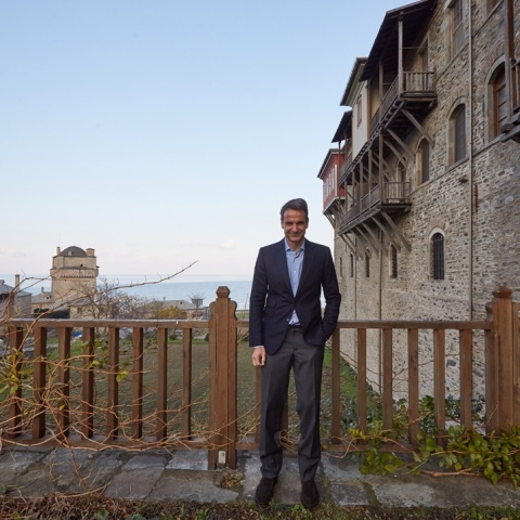 Ο Κυριάκος Μητσοτάκης στο Άγιο Όρος