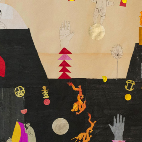 Κλεοπάτρα Τσαλή x DIMY, συλλογή "Τhe Minimum House" (πρωτότυπο έργο, κολάζ σε χαρτί, λεπτομέρεια) 