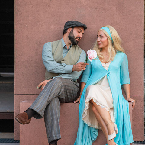 Ο Λίπαριτ Αβετισιάν και η Νίνα Μινασιάν φωτογραφίζονται στη σκηνή του Ηρωδείου κατά τη διάρκεια των προβών © Ανδρέας Σιμόπουλος