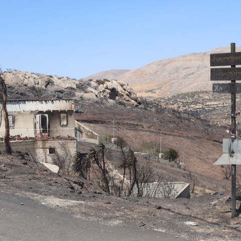 Καμένα σπίτια και καμένη έκταση στην Ανατολική Αττική