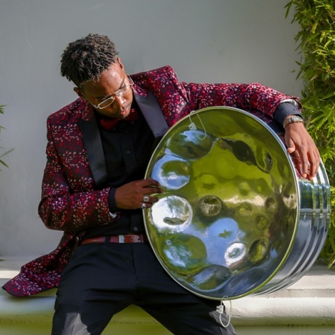 Άτομο κρατά στα χέρια του Steelpan