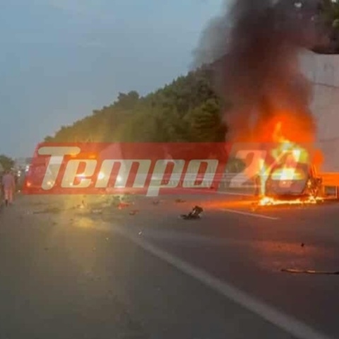 Στιγμιότυπο από το τροχαίο δυστύχημα στην Αχαΐα