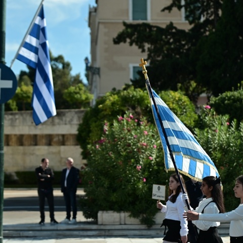 Στιγμιότυπο από την παρέλαση της 28ης Οκτωβρίου στην Αθήνα