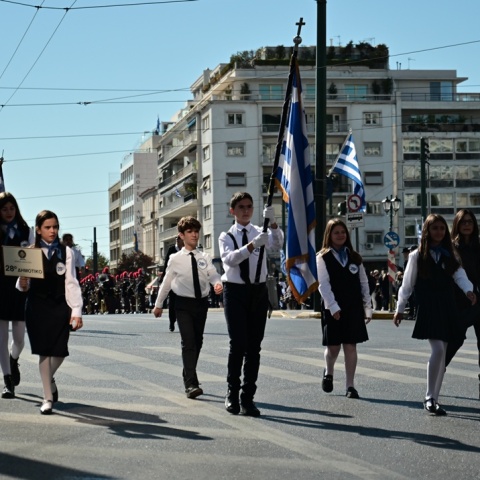 Στιγμιότυπο από την παρέλαση της 28ης Οκτωβρίου στην Αθήνα