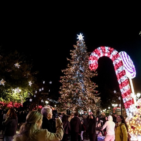 Το χριστουγεννιάτικο δέντρο στολισμένο στην πλατεία Συντάγματος