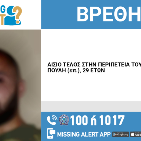 Αίσιο τέλος στην εξαφάνιση 29χρονου από το Γαλάτσι 
