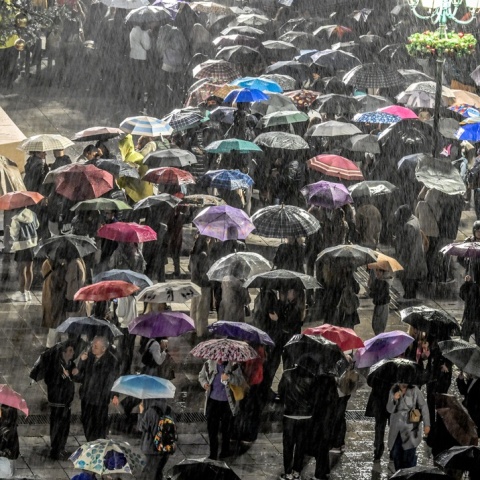 Πολίτες με ομπρέλες στο Σύνταγμα