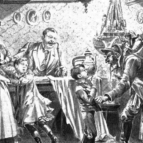 Ο Κράμπους και ο Άγιος Νικόλαος επισκέπτονται βιεννέζικο σπίτι, 1896. © Wikimedia Commons