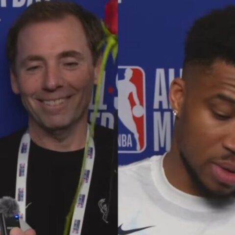 Γιάννης Αντετοκούνμπο: Έγινε viral με το τριαντάφυλλο που έδωσε σε ρεπόρτερ