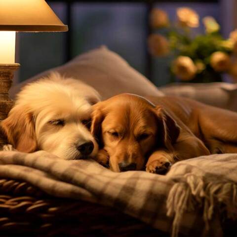 Σκυλιά κοιμούνται στον καναπέ του σπιτιού