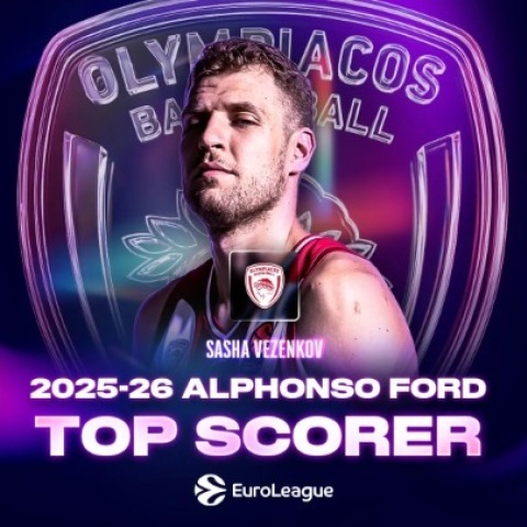 Ο Σάσα Βεζένκοφ κορυφαίος σκόρερ της σεζόν 2025-26 στη Euroleague